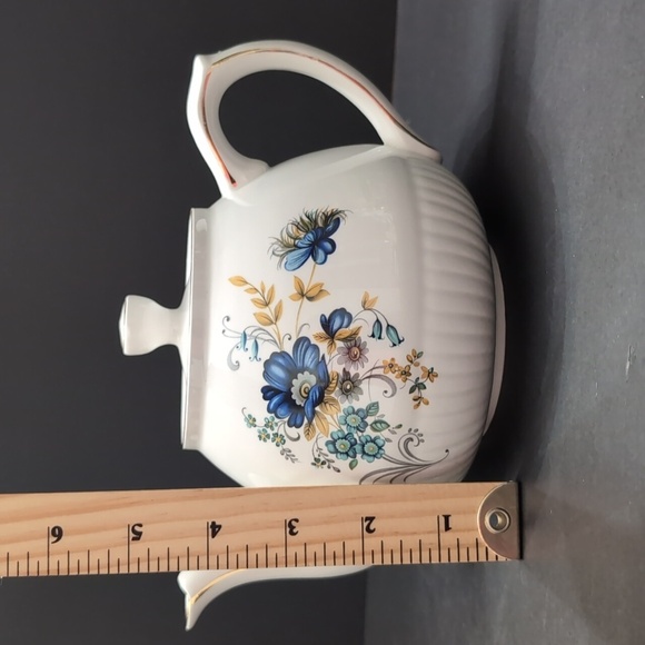 VTG,Ellegreve Wood & Sons of England Blue Floral Ironstone Teapot. - Picture 11 of 11